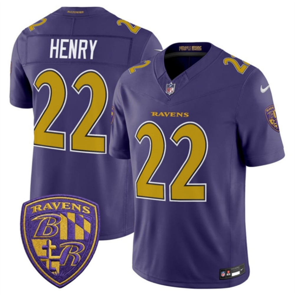 Men's Baltimore Ravens #22 Derrick Henry Purple F.U.S.E. Alternate Vapor Stitched Limited Football Jersey