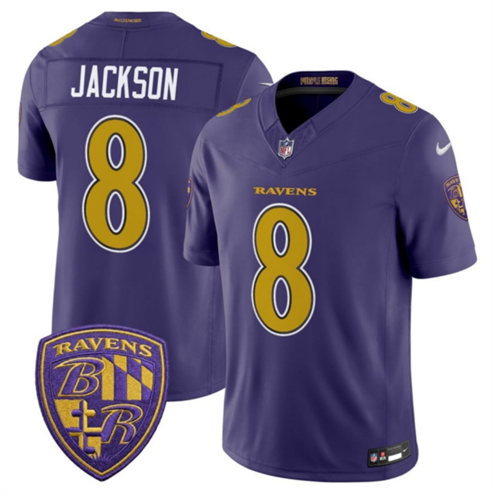 Men's Baltimore Ravens #8 Lamar Jackson Purple F.U.S.E. Alternate Vapor Stitched Limited Football Jersey