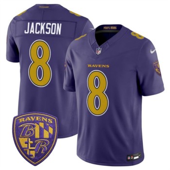 Men's Baltimore Ravens #8 Lamar Jackson Purple F.U.S.E. Alternate Vapor Stitched Limited Football Jersey