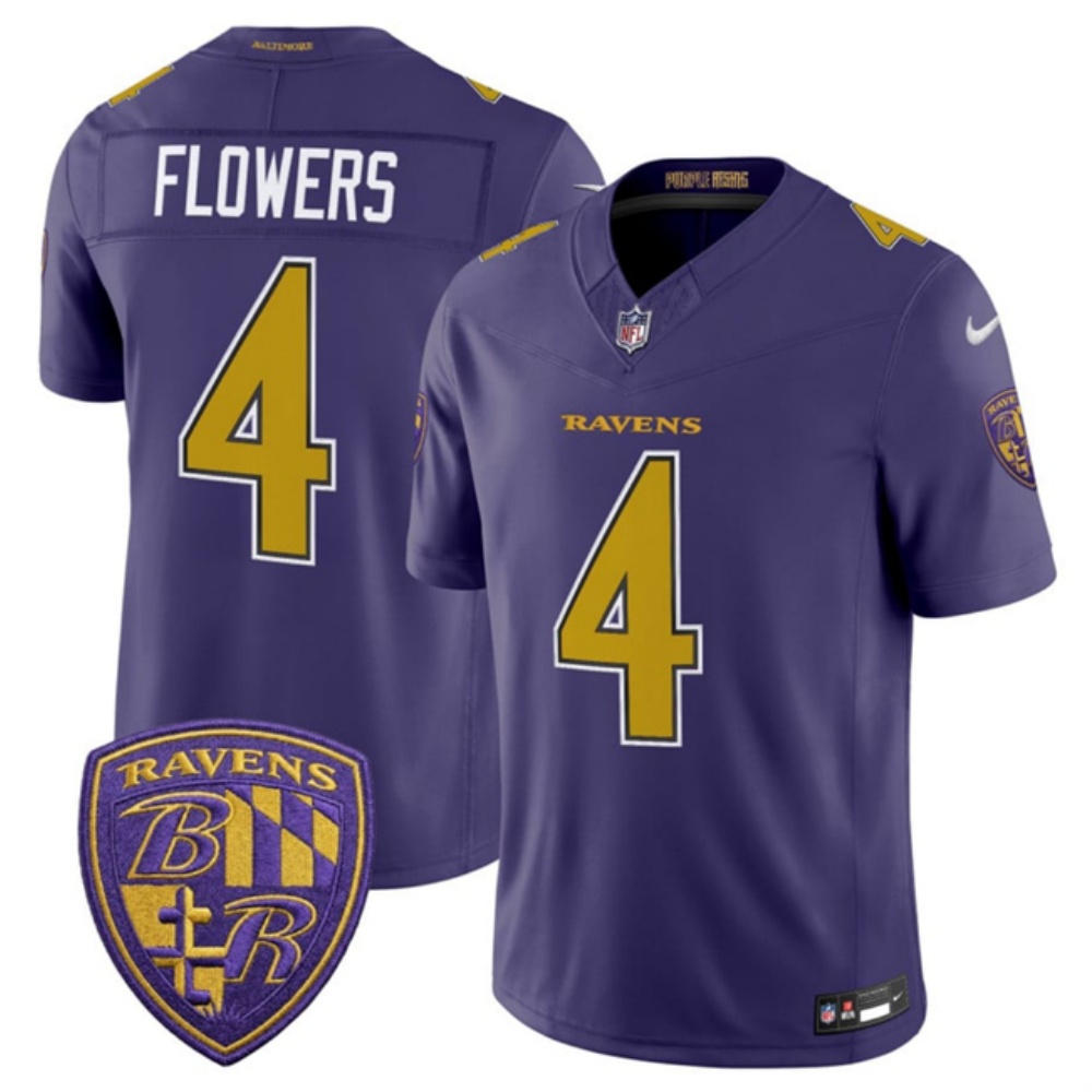Men's Baltimore Ravens #4 Zay Flowers Purple F.U.S.E. Alternate Vapor Stitched Limited Football Jersey