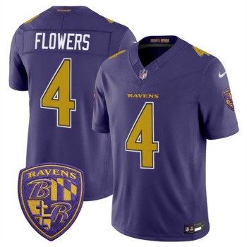 Men's Baltimore Ravens #4 Zay Flowers Purple F.U.S.E. Alternate Vapor Stitched Limited Football Jersey