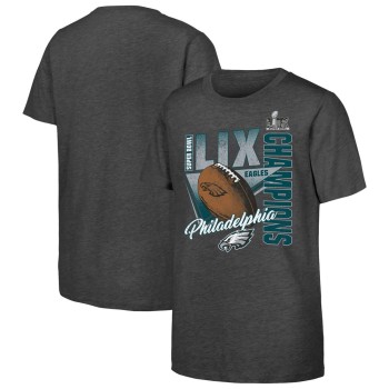 Youth Philadelphia Eagles  Heather Charcoal Super Bowl LIX Champions Own the Moment Tri-Blend T-Shirt Youth Philadelphia Eagles  Heather Charcoal Super Bowl LIX Champions Own the Moment Tri-Blend T-Shirt