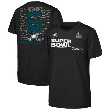 Youth Philadelphia Eagles  Black Super Bowl LIX Champions Roster T-Shirt Youth Philadelphia Eagles  Black Super Bowl LIX Champions Roster T-Shirt