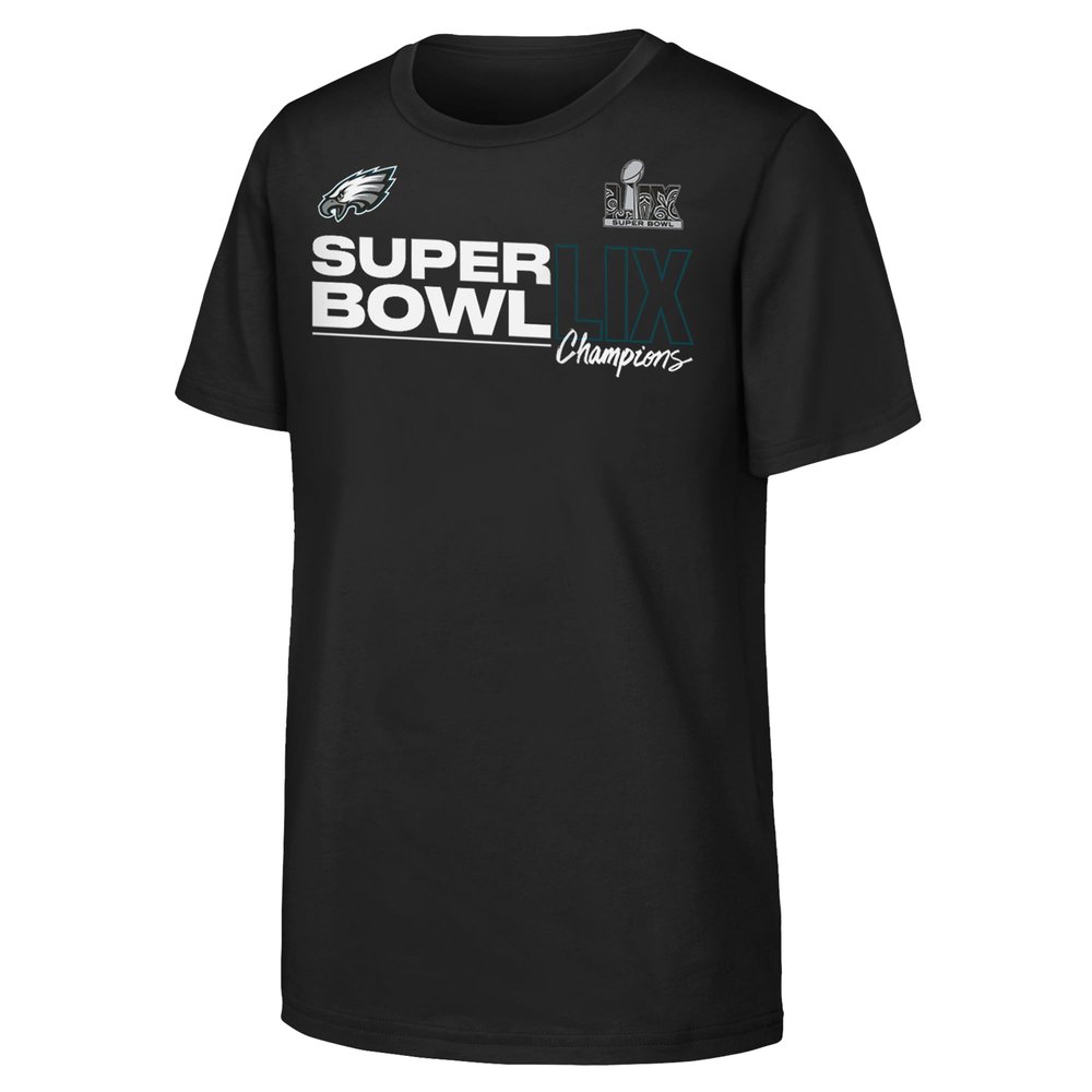 Youth Philadelphia Eagles Black Super Bowl LIX Champions Roster T-Shirt Youth Philadelphia Eagles Black Super Bowl LIX Champions Roster T-Shirt