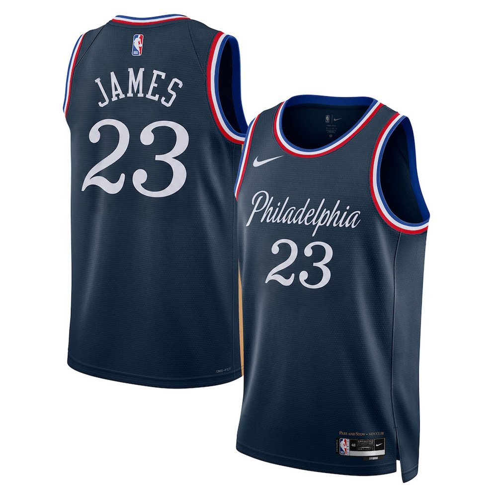 Men's Philadelphia 76ers #23 LeBron James Navy Swingman City Edition Jersey Men's Philadelphia 76ers #23 LeBron James Navy Swingman City Edition Jersey
