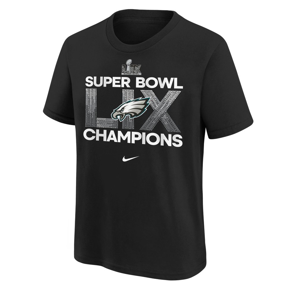 Youth Philadelphia Eagles Black Super Bowl LIX Champions T-Shirt Youth Philadelphia Eagles Black Super Bowl LIX Champions T-Shirt