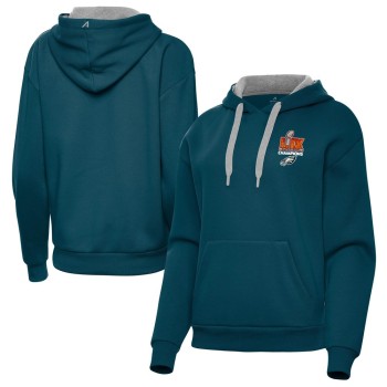 Women's Philadelphia Eagles Antigua Midnight Green Super Bowl LIX Champions Victory Pullover Hoodie Women's Philadelphia Eagles Antigua Midnight Green Super Bowl LIX Champions Victory Pullover Hoodie