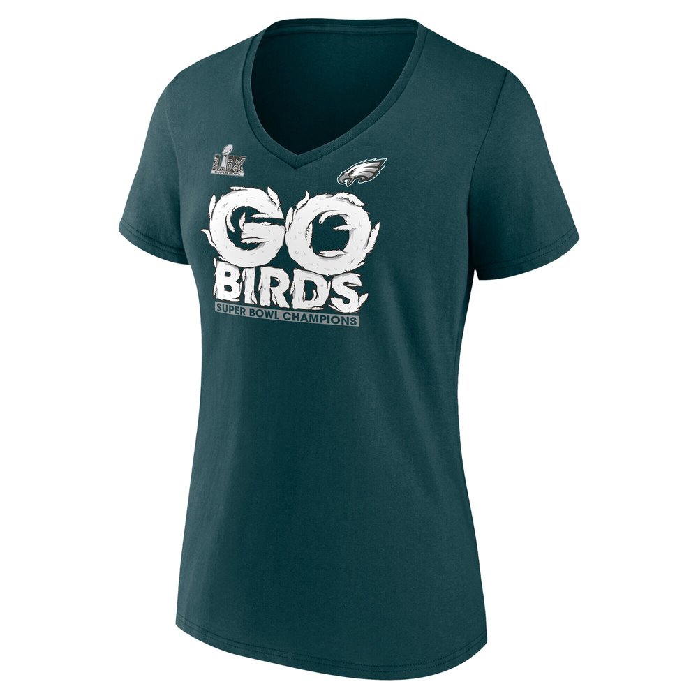 Women's Philadelphia Eagles  Midnight Green Super Bowl LIX Champions Local V-Neck T-Shirt