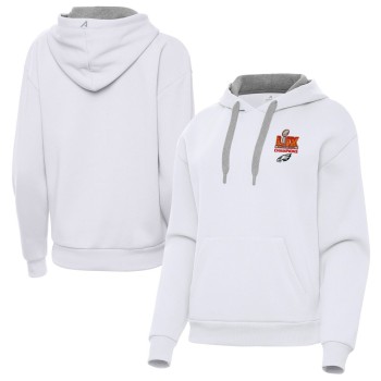 Women's Philadelphia Eagles Antigua White Super Bowl LIX Champions Victory Pullover Hoodie Women's Philadelphia Eagles Antigua White Super Bowl LIX Champions Victory Pullover Hoodie