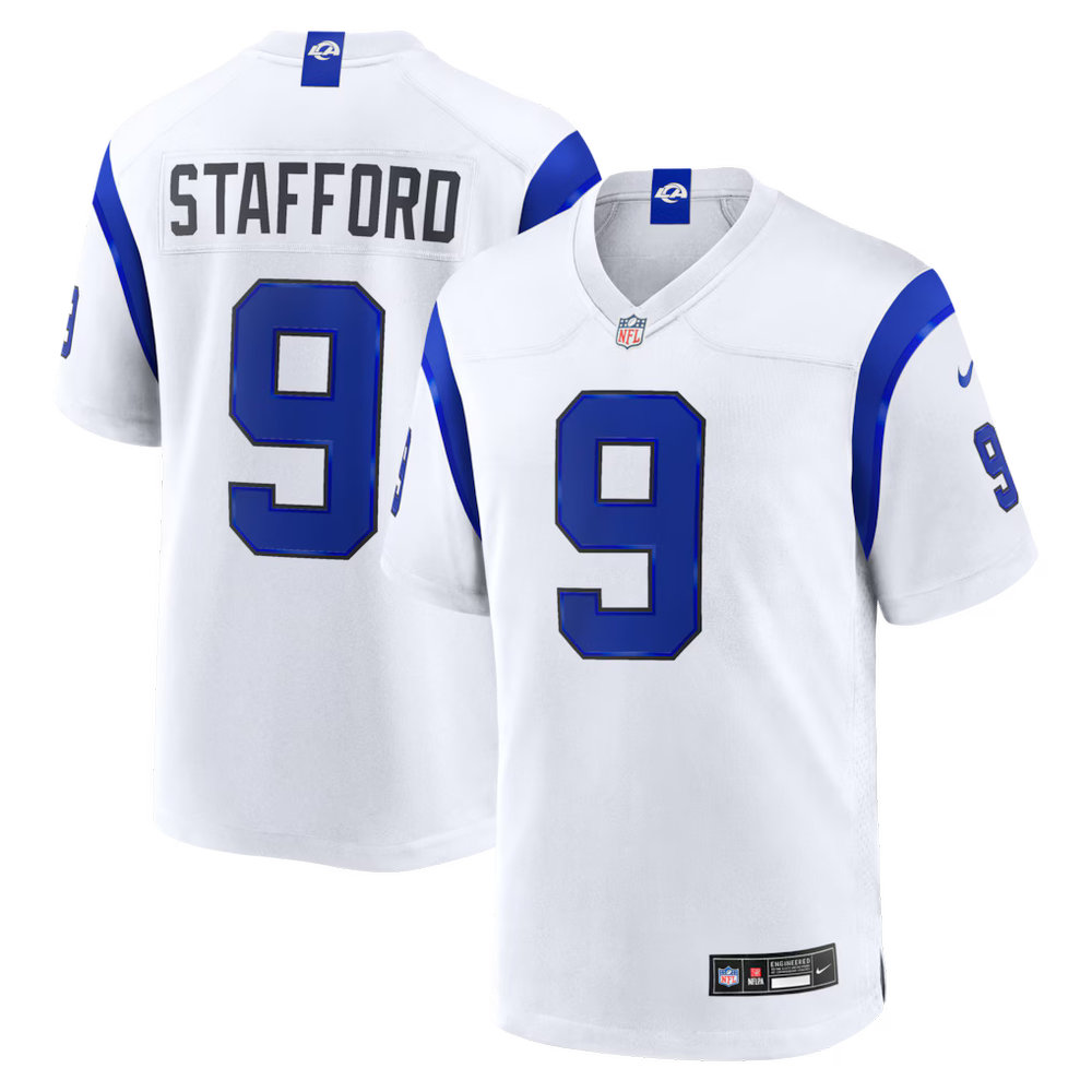 Men's Los Angeles Rams #9 Matthew Stafford Nike Fearsome White Game Jersey