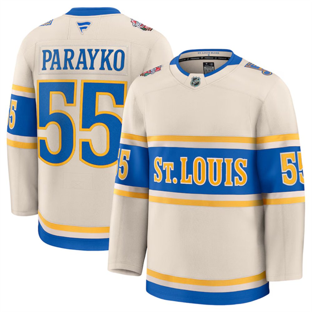 Men's St. Louis Blues #55 Colton Parayko Cream 2024-25 Winter Classic Stitched Hockey Premium Jersey