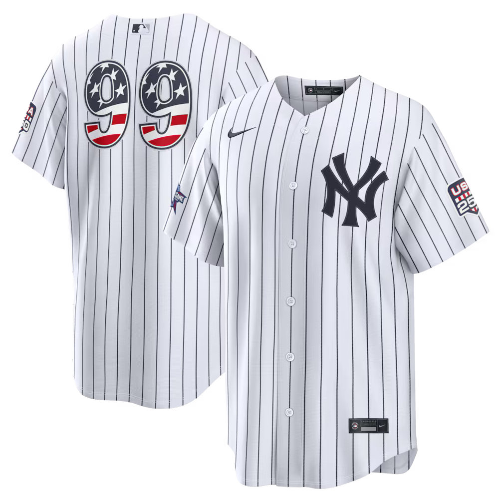 Men's New York Yankees #99 Aaron Judge Nike White 2026 All-Star Edition Stars & Stripes Stadium Jersey Men's New York Yankees #99 Aaron Judge Nike White 2026 All-Star Edition Stars & Stripes Stadium Jersey