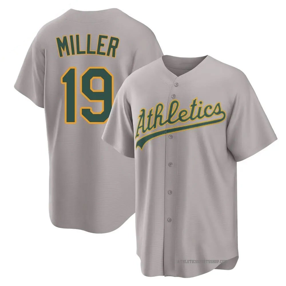 Men's Oakland Athletics #19 Mason Miller Gray Home Limited Player Jersey Men's Oakland Athletics #19 Mason Miller Gray Home Limited Player Jersey