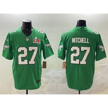 Men's Philadelphia Eagles #27 Quinyon Mitchell Green 2025 Super Bowl LIX Patch F.U.S.E. Throwback Vapor Untouchable Limited Stitched Football Jersey Men's Philadelphia Eagles #27 Quinyon Mitchell Green 2025 Super Bowl LIX Patch F.U.S.E. Throwback Vapor Untouchable Limited Stitched Football Jersey
