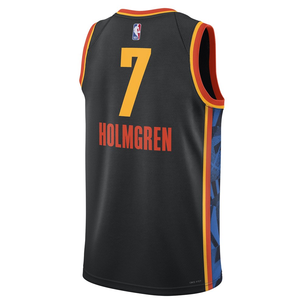 Unisex Oklahoma City Thunder Chet Holmgren Black 2024/25 Swingman Player Jersey - City Edition