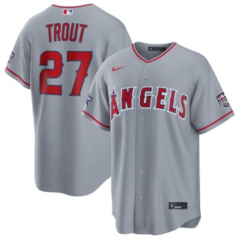 Men's Los Angeles Angels #27 Mike Trout Nike Gray 2026 All-Star Game Replica Jersey Men's Los Angeles Angels #27 Mike Trout Nike Gray 2026 All-Star Game Replica Jersey