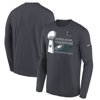 Youth Philadelphia Eagles  Anthracite Super Bowl LIX Champions Locker Room Trophy Collection Long Sleeve T-Shirt Youth Philadelphia Eagles  Anthracite Super Bowl LIX Champions Locker Room Trophy Collection Long Sleeve T-Shirt