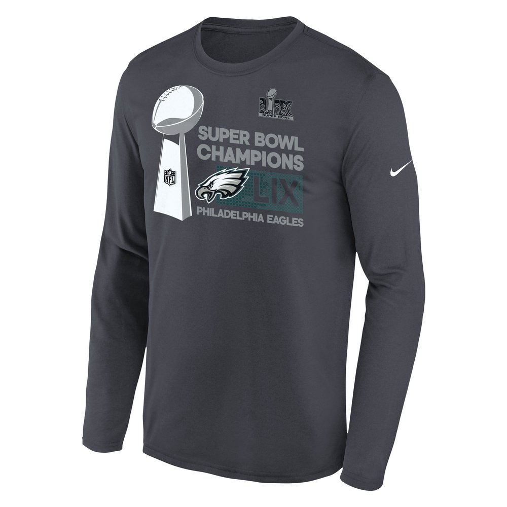 Youth Philadelphia Eagles Anthracite Super Bowl LIX Champions Locker Room Trophy Collection Long Sleeve T-Shirt Youth Philadelphia Eagles Anthracite Super Bowl LIX Champions Locker Room Trophy Collection Long Sleeve T-Shirt