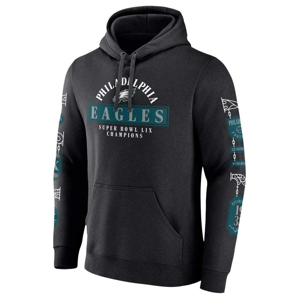 Men's Philadelphia Eagles Black Super Bowl LIX Champions Pullover Hoodie Men's Philadelphia Eagles Black Super Bowl LIX Champions Pullover Hoodie