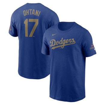 Men's Los Angeles Dodgers #17 Shohei Ohtani Royal 2025 Gold Collection Name & Number T-Shirt Men's Los Angeles Dodgers #17 Shohei Ohtani Royal 2025 Gold Collection Name & Number T-Shirt