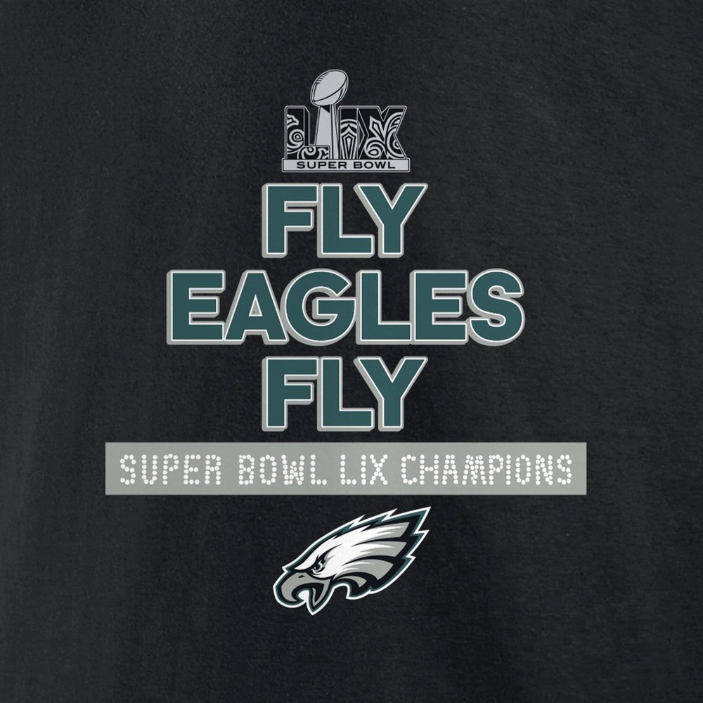 Men's Philadelphia Eagles Black Super Bowl LIX Champions Fly Eagles Fly T-Shirt Men's Philadelphia Eagles Black Super Bowl LIX Champions Fly Eagles Fly T-Shirt
