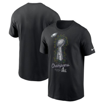 Men's Philadelphia Eagles Black Super Bowl LIX Champions Lombardi Trophy T-Shirt Men's Philadelphia Eagles Black Super Bowl LIX Champions Lombardi Trophy T-Shirt