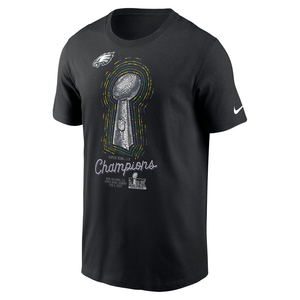 Men's Philadelphia Eagles Black Super Bowl LIX Champions Lombardi Trophy T-Shirt Men's Philadelphia Eagles Black Super Bowl LIX Champions Lombardi Trophy T-Shirt
