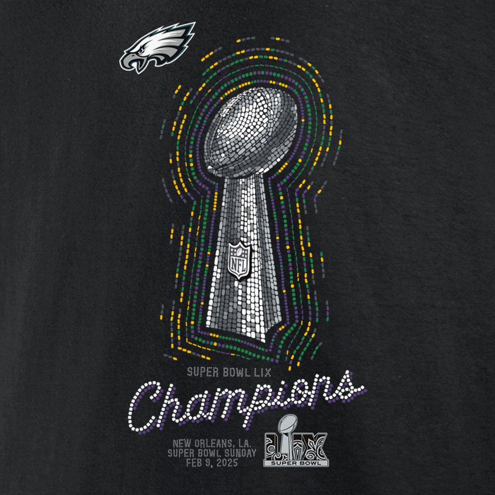 Men's Philadelphia Eagles Black Super Bowl LIX Champions Lombardi Trophy T-Shirt Men's Philadelphia Eagles Black Super Bowl LIX Champions Lombardi Trophy T-Shirt