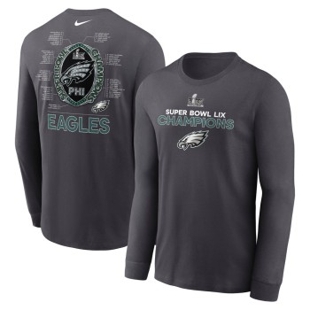 Men's Philadelphia Eagles Anthracite Super Bowl LIX Champions Roster Long Sleeve T-Shirt Men's Philadelphia Eagles Anthracite Super Bowl LIX Champions Roster Long Sleeve T-Shirt