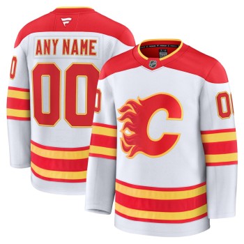 Youth Calgary Flames White Away Custom Jersey