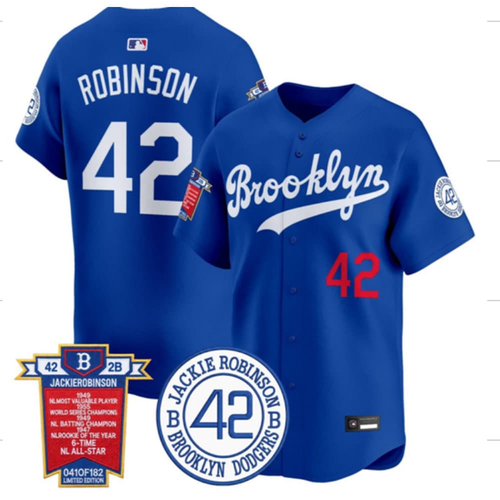 Men's Brooklyn Dodgers #42 Jackie Robinson Royal Stitched Baseball Jersey