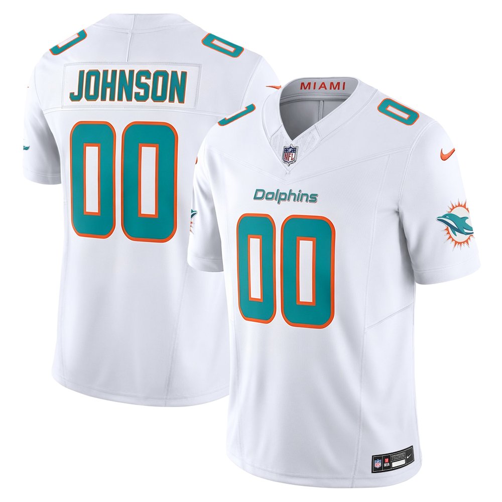 Men's Miami Dolphins Chris Johnson White 2026 NFL Draft Vapor F.U.S.E. Limited Jersey Men's Miami Dolphins Chris Johnson White 2026 NFL Draft Vapor F.U.S.E. Limited Jersey