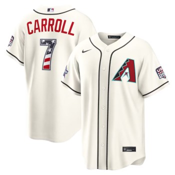 Men's Arizona Diamondbacks #7 Corbin Carroll Nike Cream 2026 All-Star Edition Stars & Stripes Stadium Jersey Men's Arizona Diamondbacks #7 Corbin Carroll Nike Cream 2026 All-Star Edition Stars & Stripes Stadium Jersey