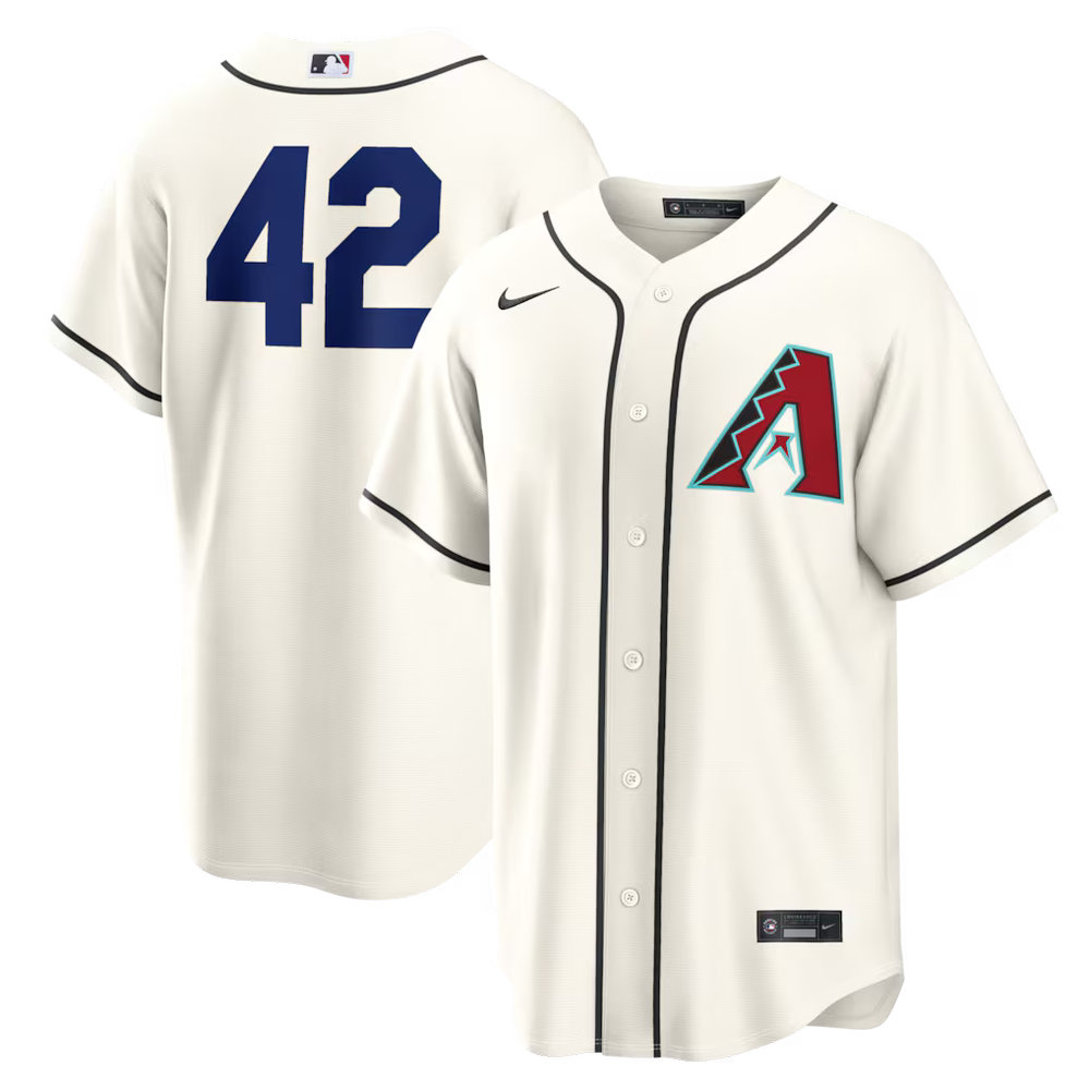 Men's Arizona Diamondbacks #42 Jackie Robinson Nike Cream Home 2026 Jackie Robinson Day Replica Jersey Men's Arizona Diamondbacks #42 Jackie Robinson Nike Cream Home 2026 Jackie Robinson Day Replica Jersey
