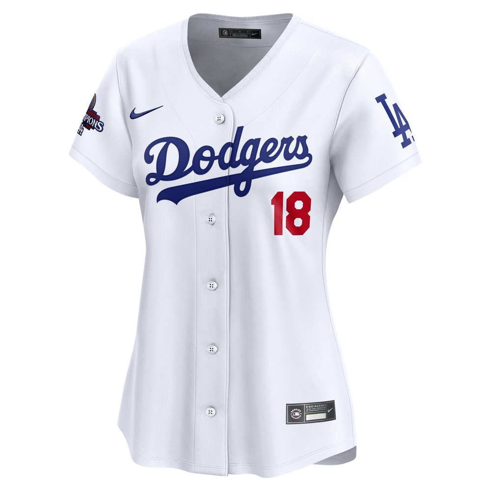 Women's Los Angeles Dodgers #18 Yoshinobu Yamamoto White 2024 World Series Champions Home Limited Player Jersey