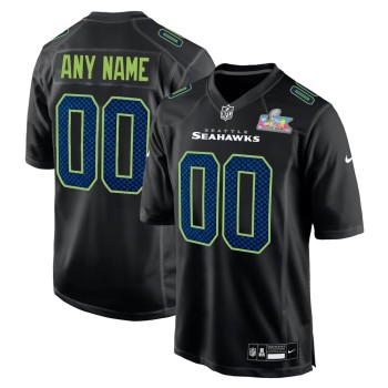Youth Seattle Seahawks Custom Black Super Bowl LX Patch Carbon Fashion Game Jersey