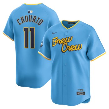 Men's Milwaukee Brewers #11 Jackson Chourio Nike Powder Blue City Connect Limited Jersey Men's Milwaukee Brewers #11 Jackson Chourio Nike Powder Blue City Connect Limited Jersey