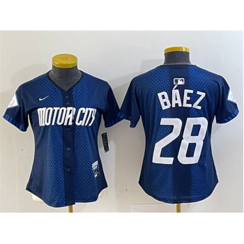 Women's Detroit Tigers #28 Javier Baez 2024 Navy City Connect Cool Base Limited Stitched Baseball Jersey(Run Small) Women's Detroit Tigers #28 Javier Baez 2024 Navy City Connect Cool Base Limited Stitched Baseball Jersey(Run Small)