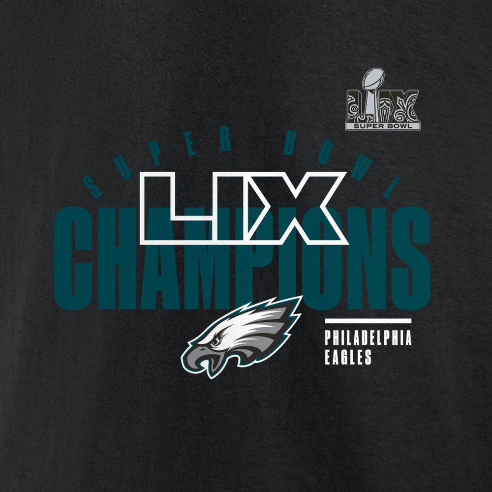 Men's Philadelphia Eagles Black Super Bowl LIX Champions Big & Tall Iconic Victory T-Shirt Men's Philadelphia Eagles Black Super Bowl LIX Champions Big & Tall Iconic Victory T-Shirt