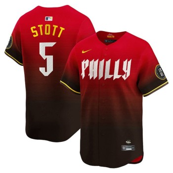 Men's Philadelphia Phillies #5 Bryson Stott Red 2024 City Connect Limited Stitched Jersey Men's Philadelphia Phillies #5 Bryson Stott Red 2024 City Connect Limited Stitched Jersey