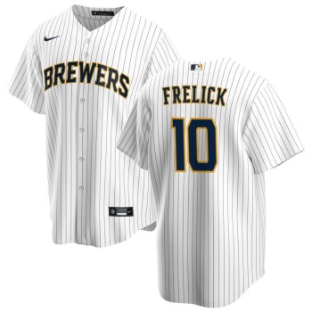 Men's Milwaukee Brewers #10 Sal Frelick Nike White Alternate Limited Jersey Men's Milwaukee Brewers #10 Sal Frelick Nike White Alternate Limited Jersey