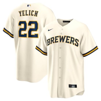 Men's Milwaukee Brewers #22 Christian Yelich Nike Cream Alternate Replica Player Jersey Men's Milwaukee Brewers #22 Christian Yelich Nike Cream Alternate Replica Player Jersey