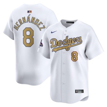 Men's Los Angeles Dodgers #8 Enrique Hernandez White 2025 Gold Collection Limited Jersey Men's Los Angeles Dodgers #8 Enrique Hernandez White 2025 Gold Collection Limited Jersey