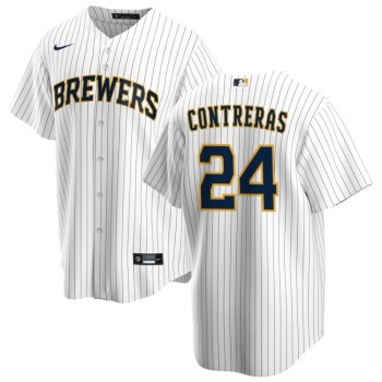 Men's Milwaukee Brewers #24 William Contreras Nike White Alternate Limited Player Jersey Men's Milwaukee Brewers #24 William Contreras Nike White Alternate Limited Player Jersey