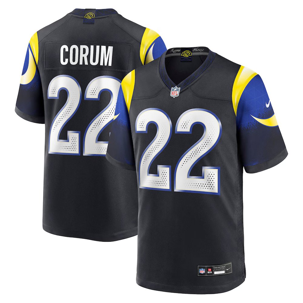 Men's Los Angeles Rams #22 Blake Corum  Black Rivalries Collection Game Jersey
