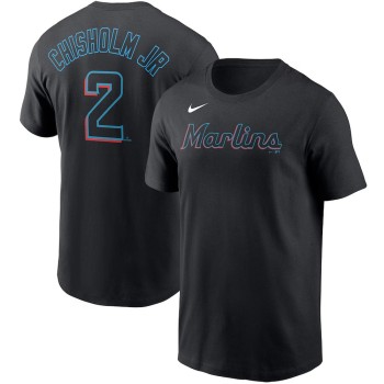 Men's Miami Marlins Name & Number Black T-Shirt Men's Miami Marlins Name & Number Black T-Shirt