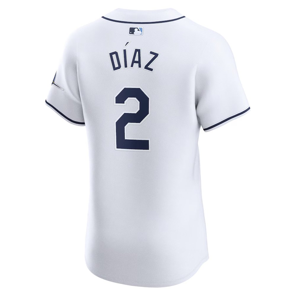 Men's Tampa Bay Rays #2 Yandy Diaz White Home Elite Player Jersey Men's Tampa Bay Rays #2 Yandy Diaz White Home Elite Player Jersey
