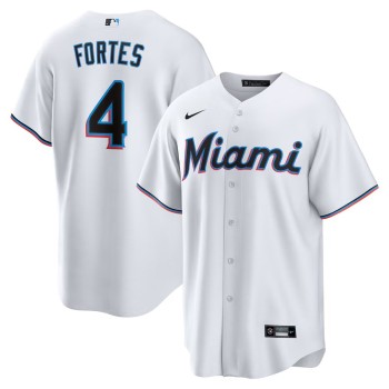 Men's Miami Marlins #4 Nick Fortes Nike White Home Replica Jersey Men's Miami Marlins #4 Nick Fortes Nike White Home Replica Jersey