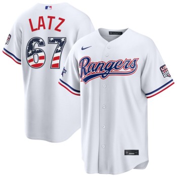 Men's Texas Rangers #67 Jacob Latz Nike White 2026 All-Star Edition Stars & Stripes Stadium Jersey Men's Texas Rangers #67 Jacob Latz Nike White 2026 All-Star Edition Stars & Stripes Stadium Jersey