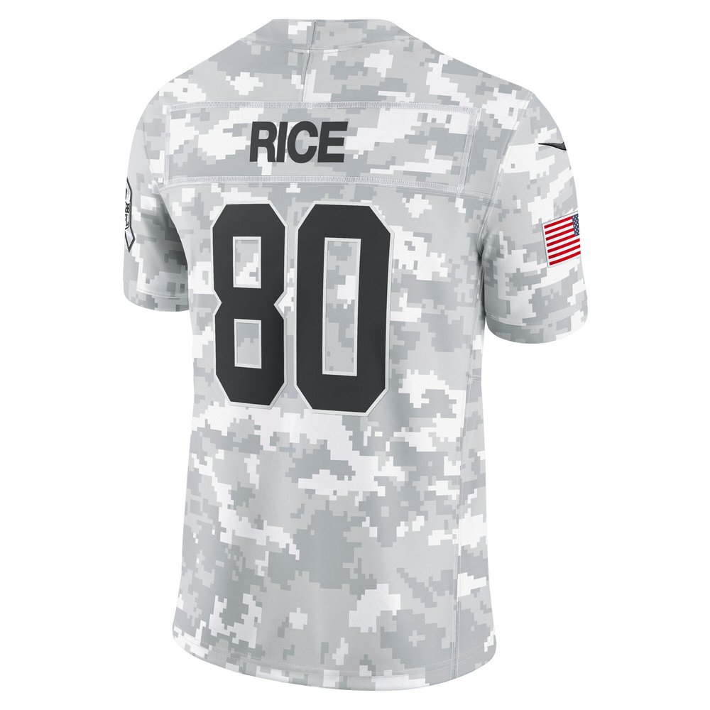 Men's San Francisco 49ers Jerry Rice Arctic Camo 2024 Salute to Service Retired Player Limited Jersey